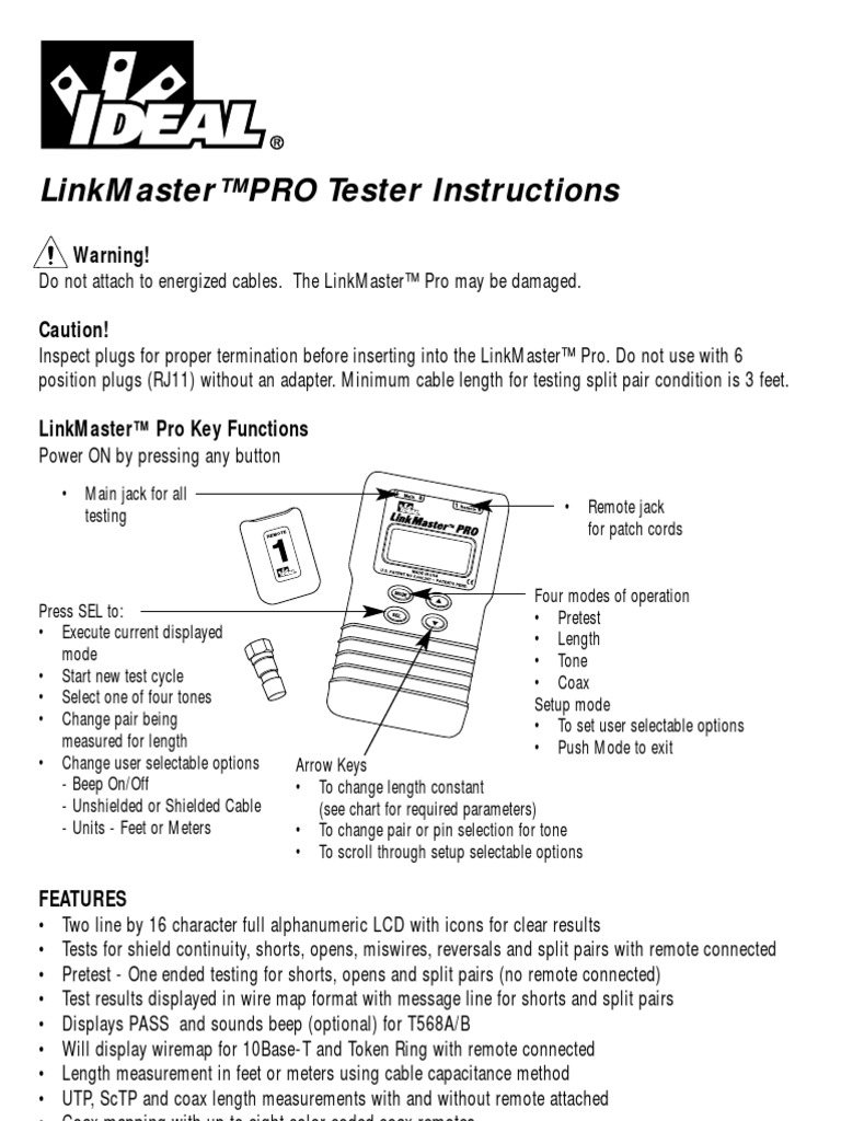Link Master Pro Instructions Electrical Engineering Manufactured Goods