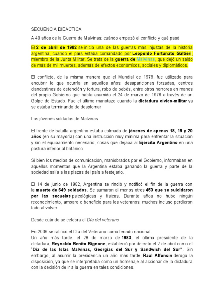 A 40 Años de La Guerra de Malvinas | PDF | Argentina | Gobierno