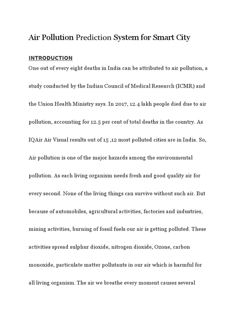 Air Pollution Prediction System For Smart City | PDF | Air Pollution ...
