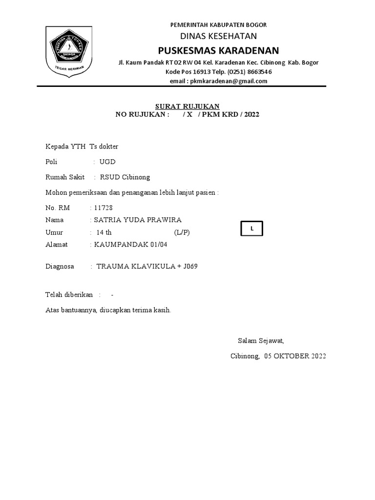 Rujukan Medis Puskesmas Karadenan | PDF