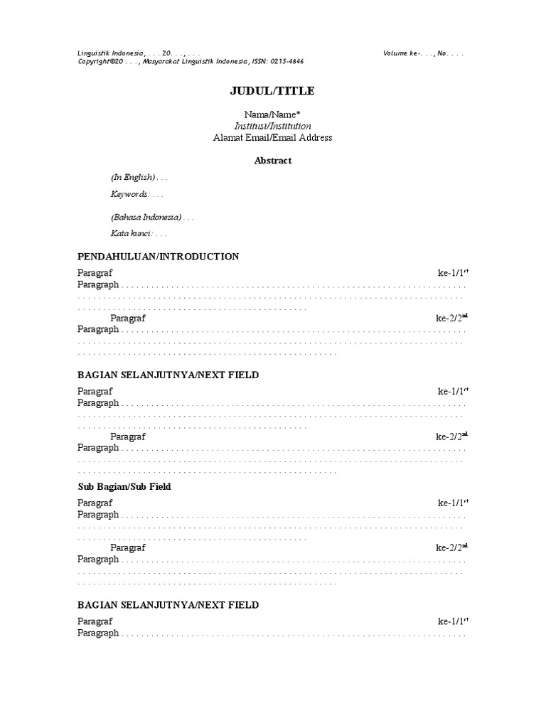 Template Jurnal Linguistik Indonesia | PDF | Noam Chomsky | Linguistics