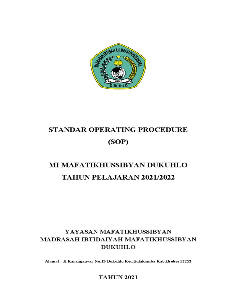 SOP Madrasah Ibtidaiyah Mafatikhussibyan | PDF | Karier & Perkembangan