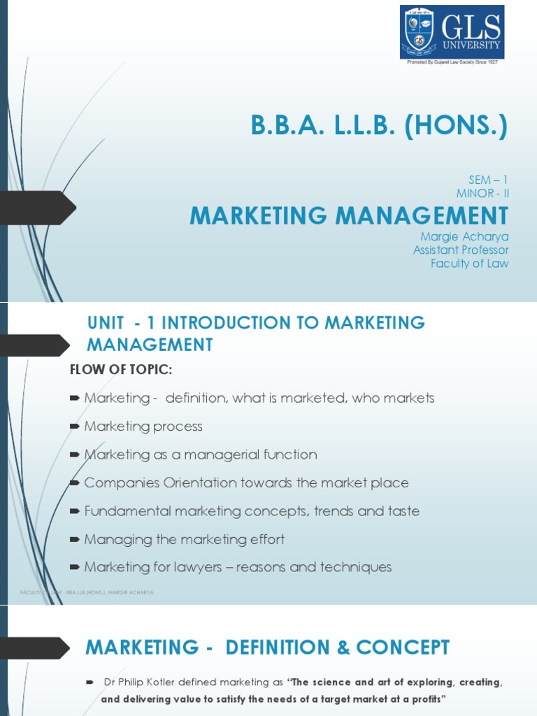 Bballb Hons Sem 1 Minor II - MM - Unit 1 | PDF | Marketing | Market ...