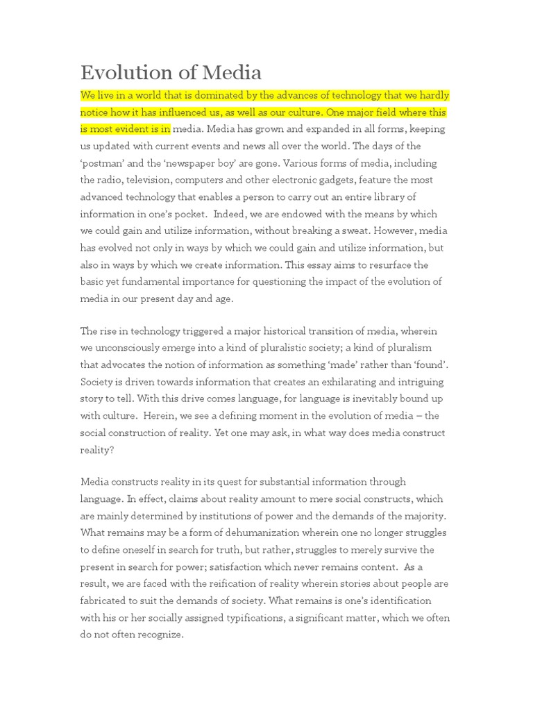 Evolution of Media | PDF | Politics | History