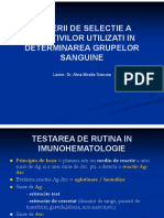 Criterii de Selectie A Reactivilor Utilizati in Determinarea Grupelor Sanguine