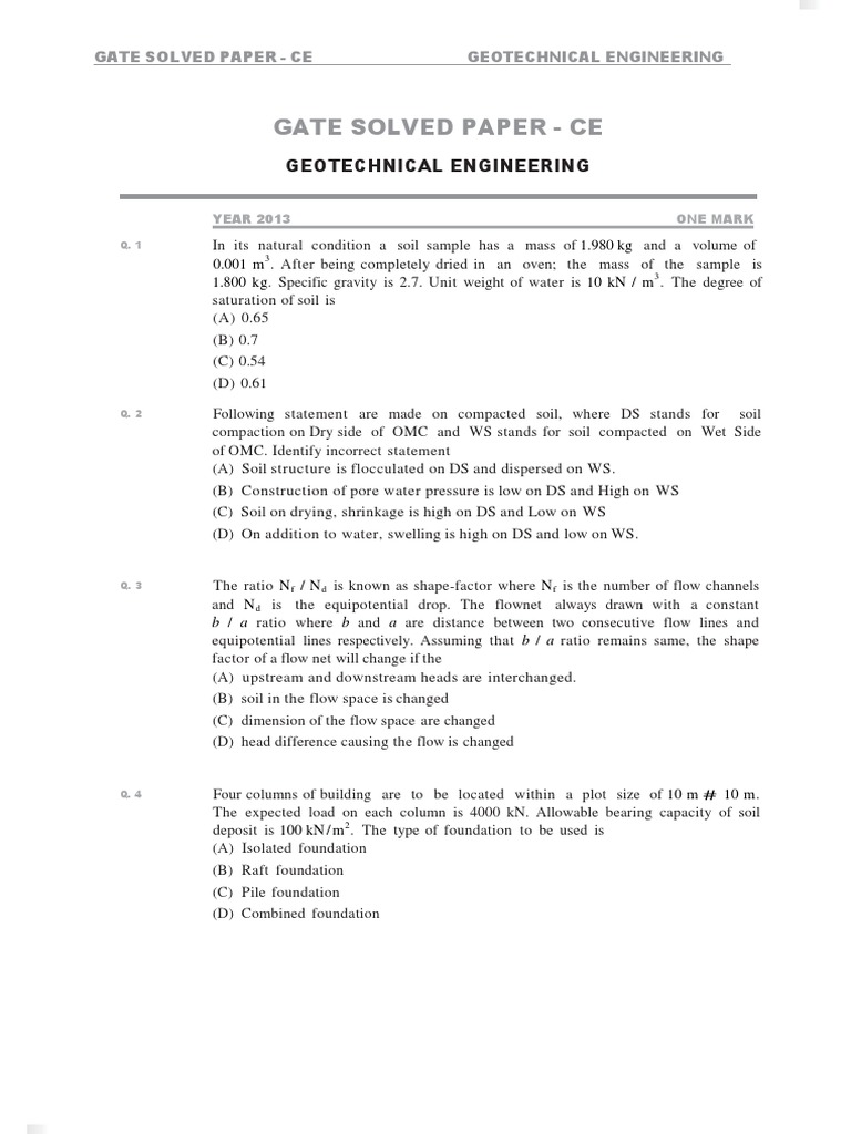 Ce Geotechnical Engineering Pdf Soil Mechanics Geotechnical