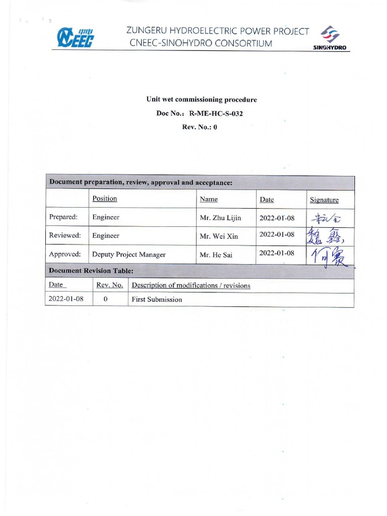 Unit Wet Commissioning Procedure Pdf