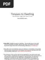 Tresspass To Dwelling