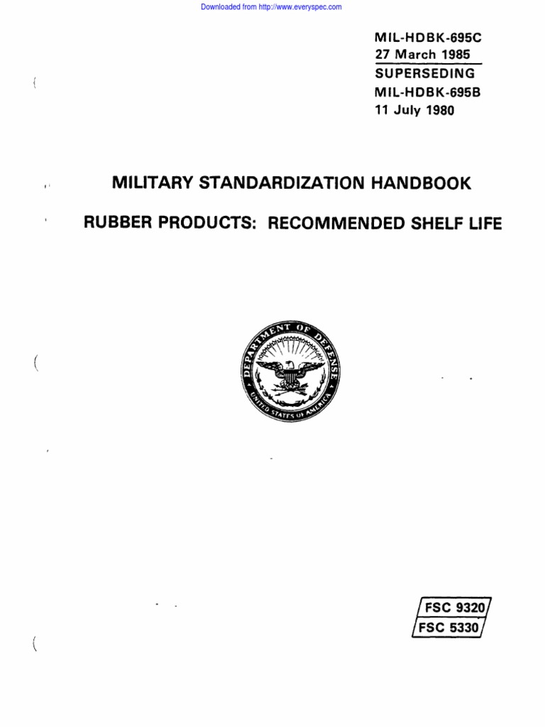 MILHDBK695C Rubber Product Shelf Life PDF