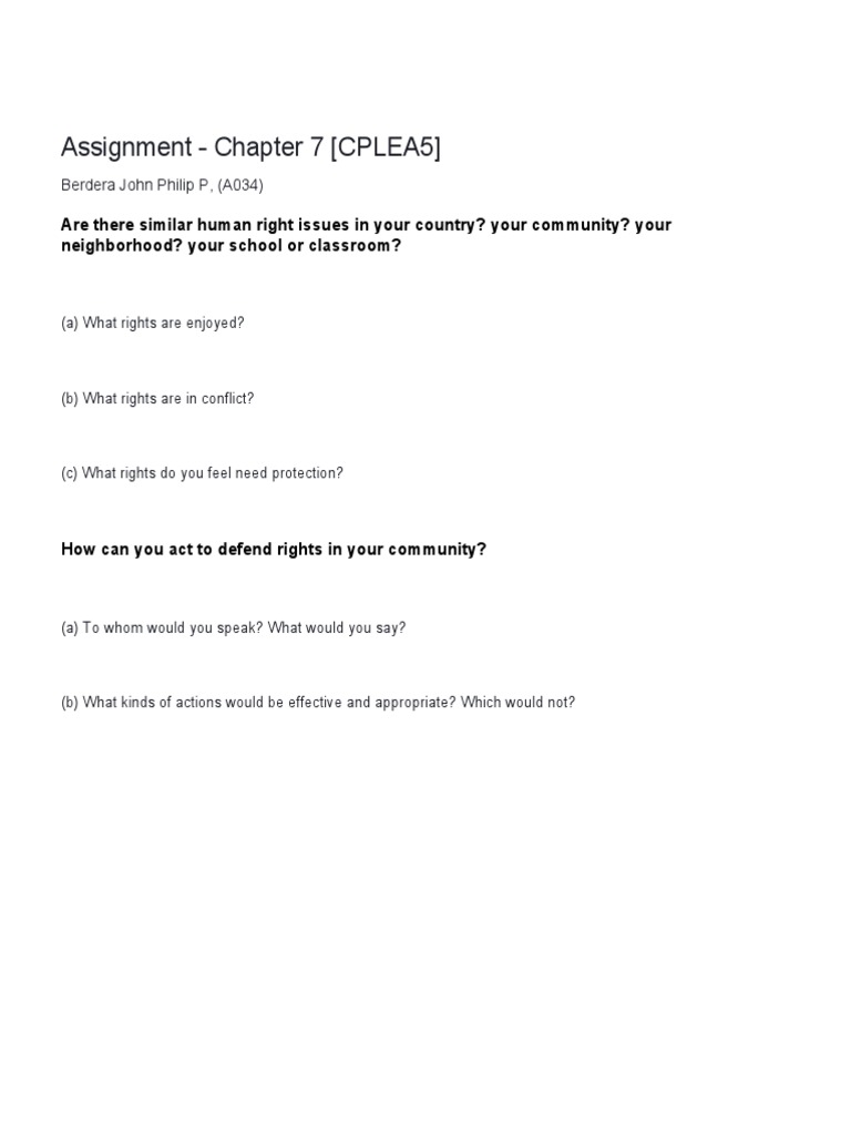 Assignment Chapter 7 CPLEA5 | PDF