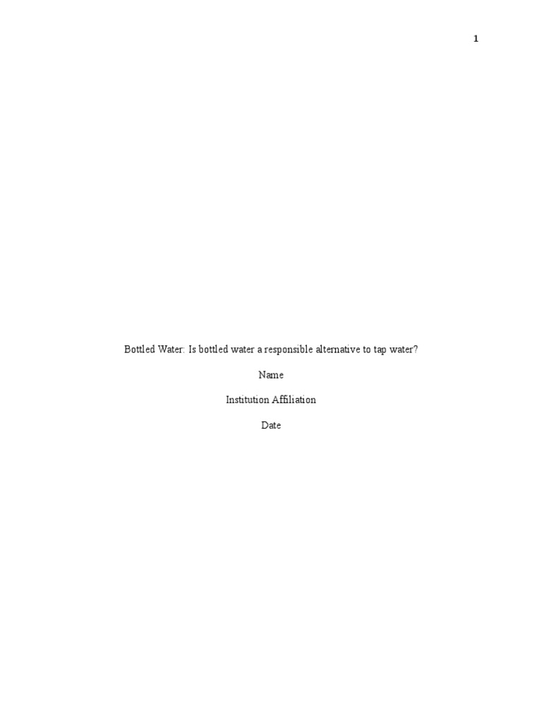 Bottled Water Ethics Essay PDF