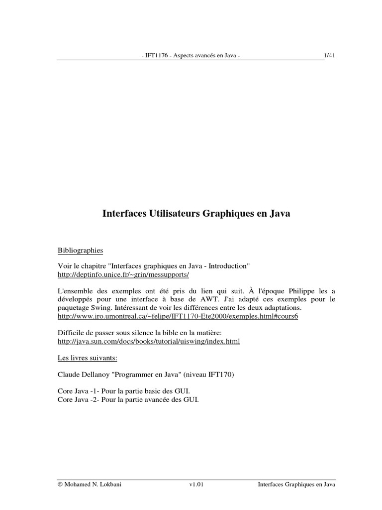 Interfaces Graphiques en Java AWT/Swing | PDF | Java (Langage de ...