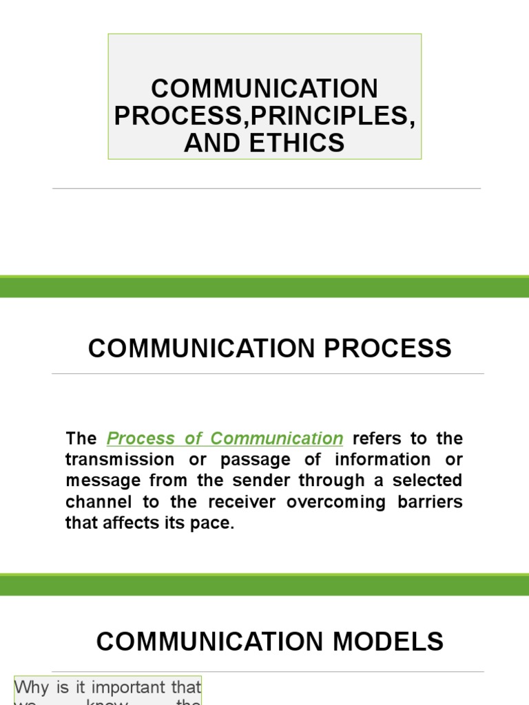 Communication Process and Ethics Guide | PDF | Communication ...