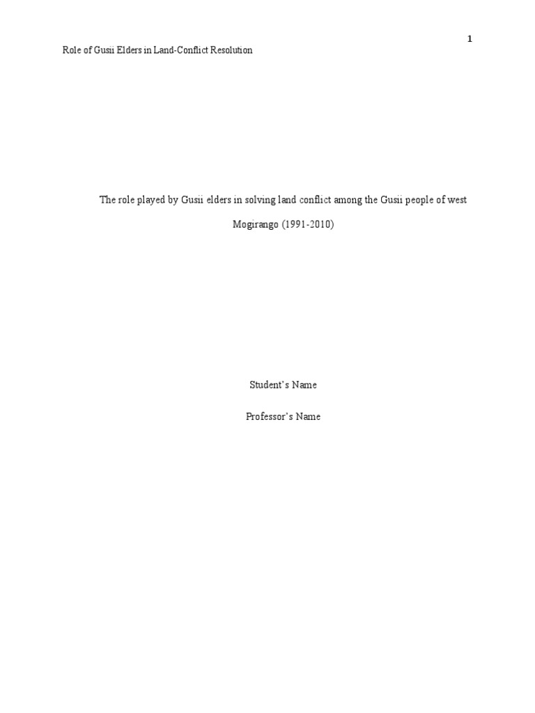 Role of Gusii Elders in Land Conflict - Edited | PDF | Tribunal | Mediation