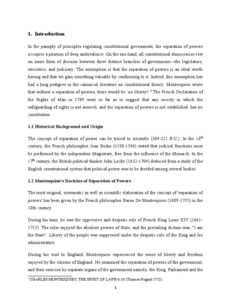 UK Constitution: Separation of Powers Explained | PDF | Separation Of ...