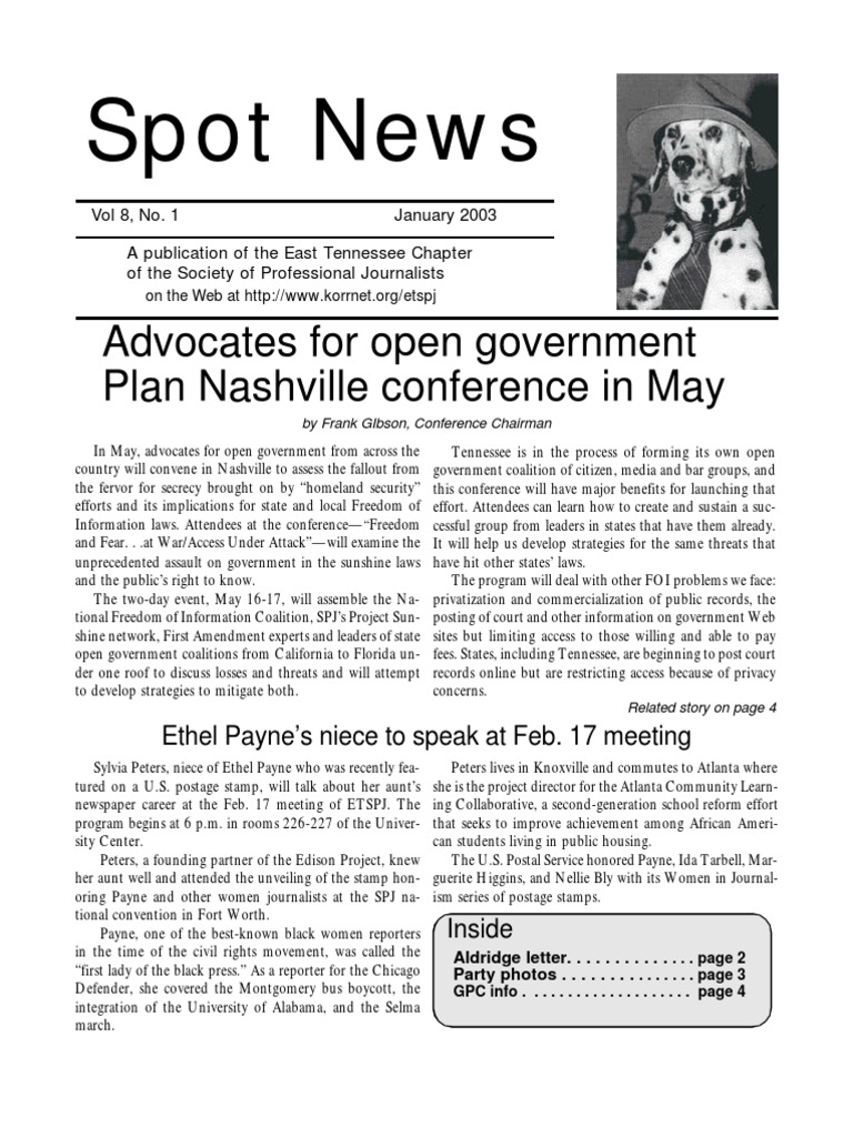 January 2003 Spot News | PDF | Journalism | Freedom Of Information Laws ...