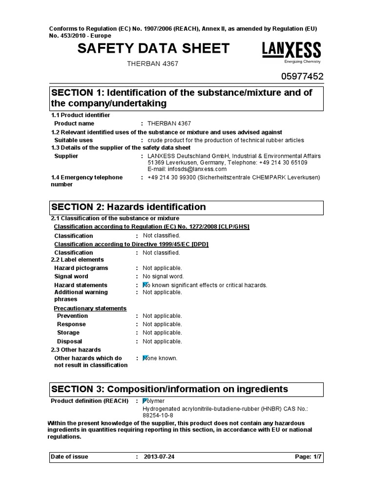 MSDS - Therban 4367 | PDF | Waste | Waste Management