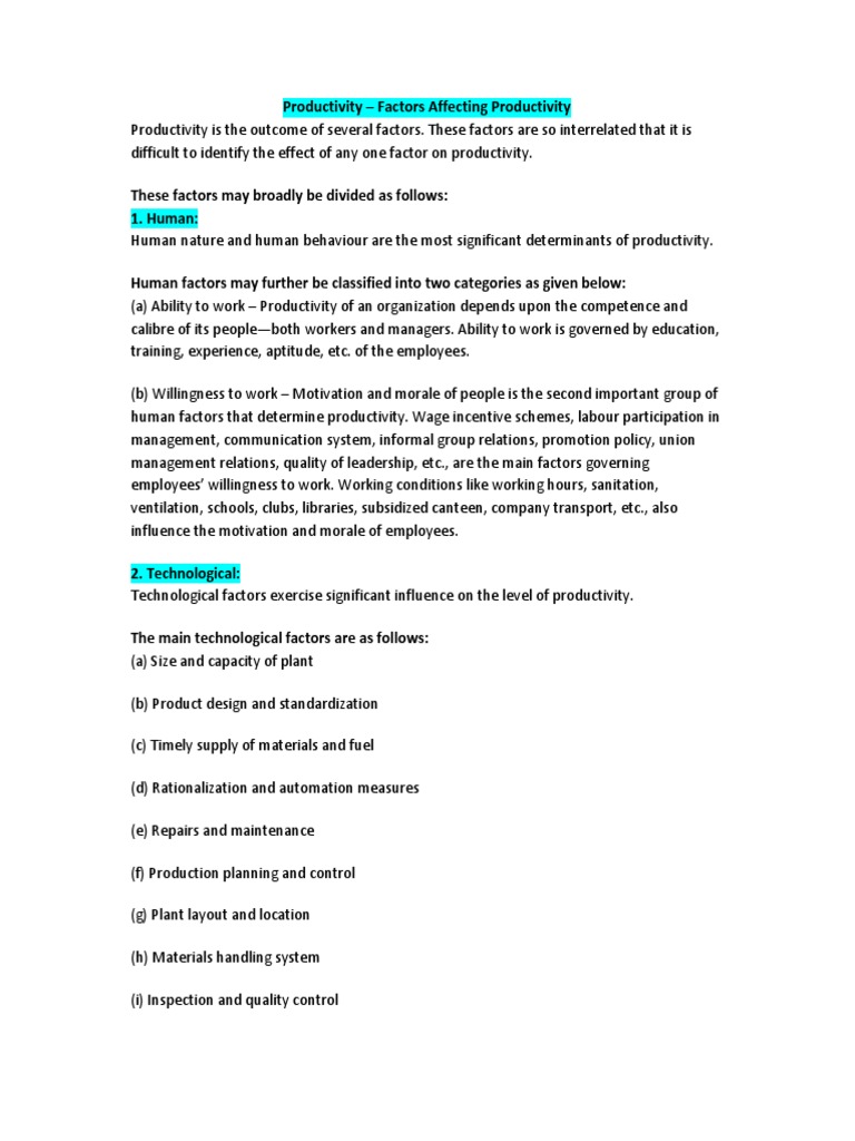 Factors Influencing Employee Productivity | PDF | Labour Economics | Taxes