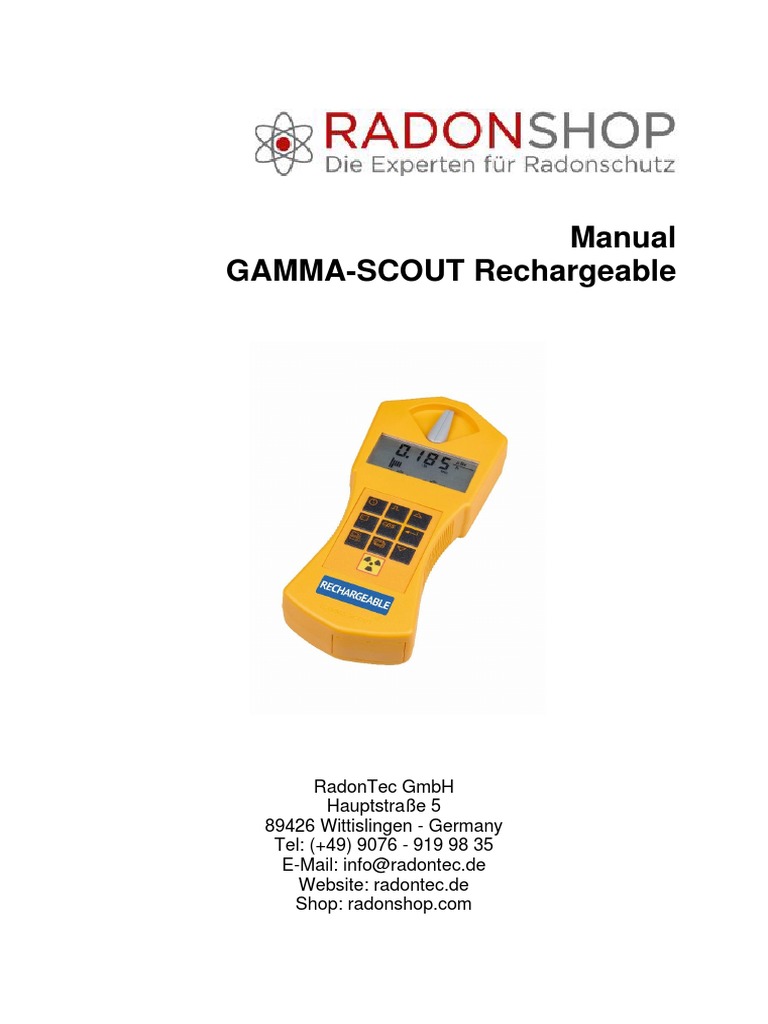 GAMMASCOUT Rechargeable ManualEN 2 PDF Radioactive Decay