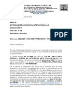 Abogado notifica segundo aviso de cobro prejurídico por deuda de $2.164.707