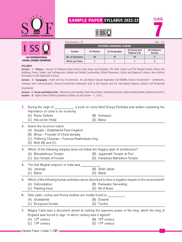 Isso Sample Paper Class7 PDF