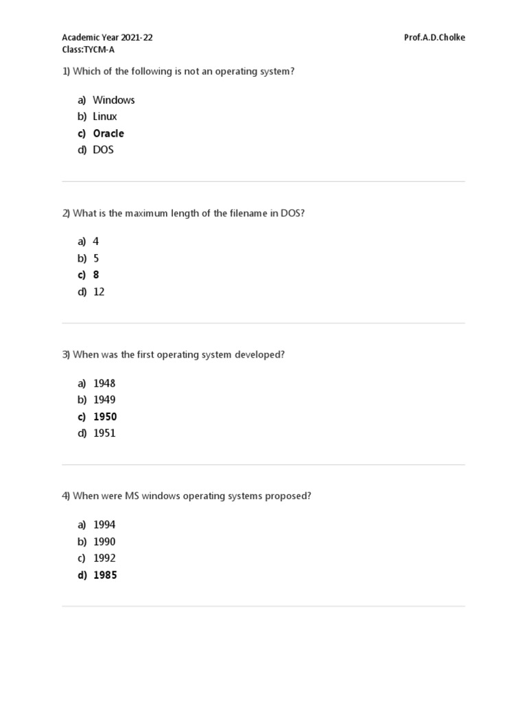 Windows Operating System Mcq Questions With Answer – BGHT