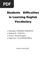 Students Difficulties in Learning English Vocabulary