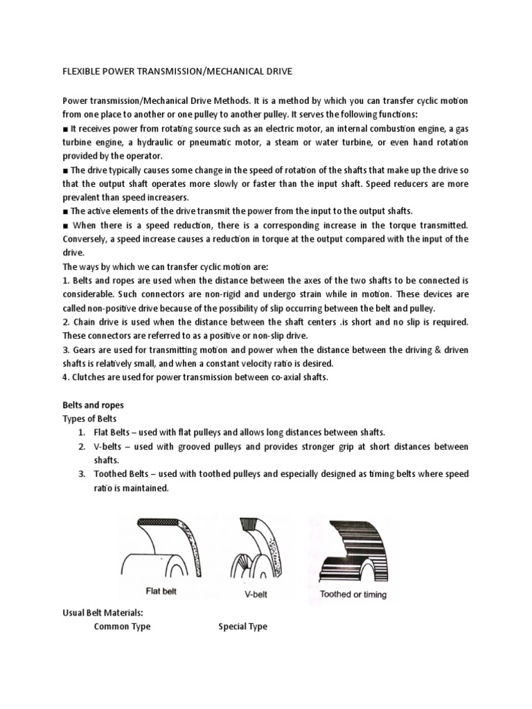 Flexible Power Transmission PDF Belt (Mechanical) Engines
