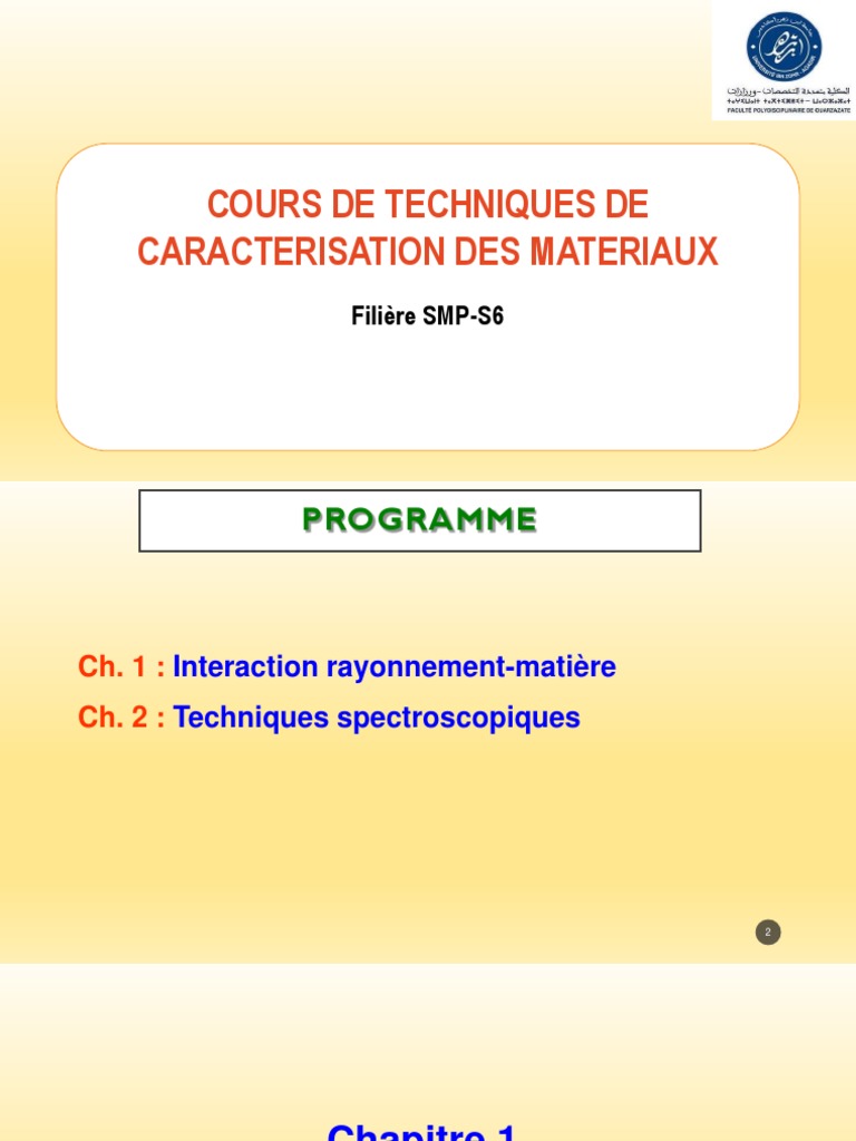 Techniques de Caractérisation des Matériaux | PDF | Spectroscopie ...