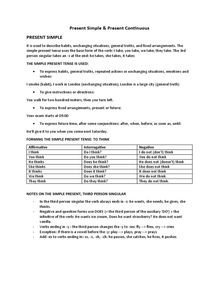 Present Simple vs. Continuous Tenses | PDF | Verb | Grammatical Tense