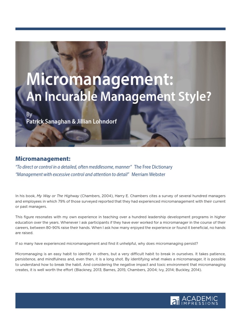 Understanding Micromanagement's Impact | PDF | Leadership | Cognitive ...
