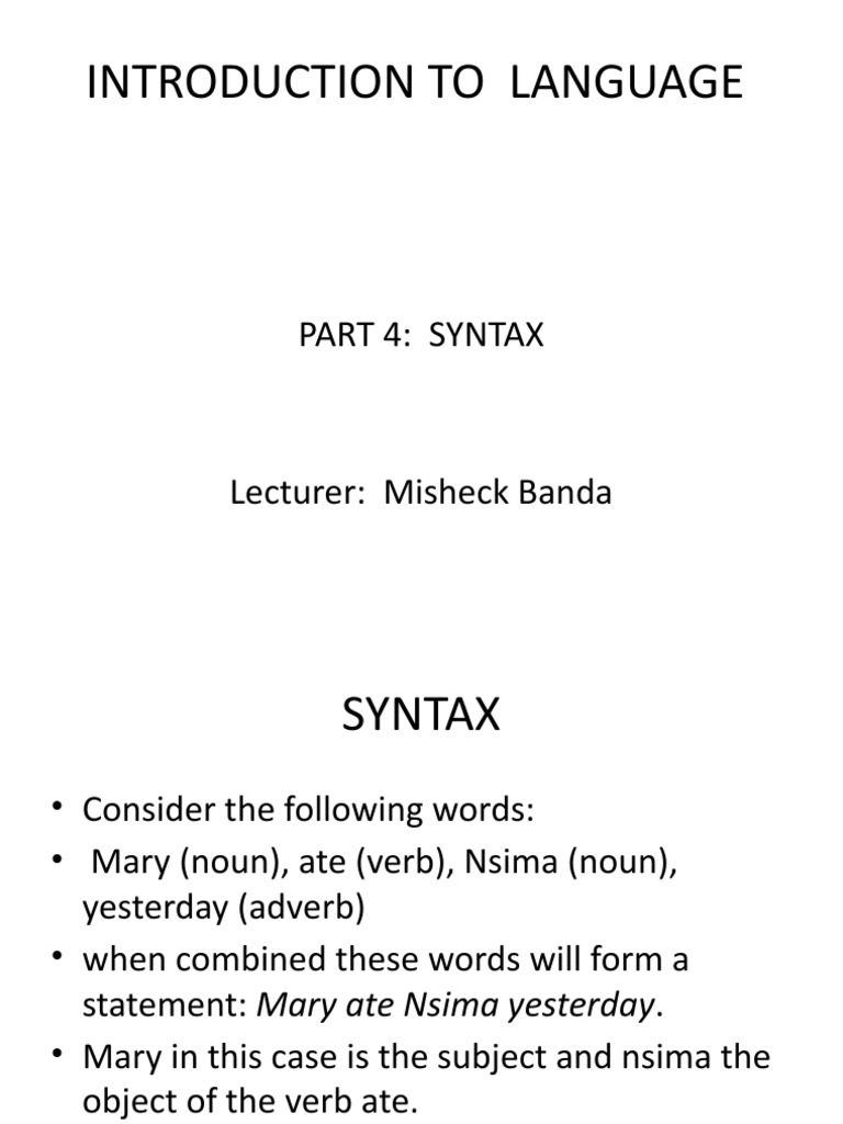Understanding Syntax in Language | PDF | Phrase | Noun