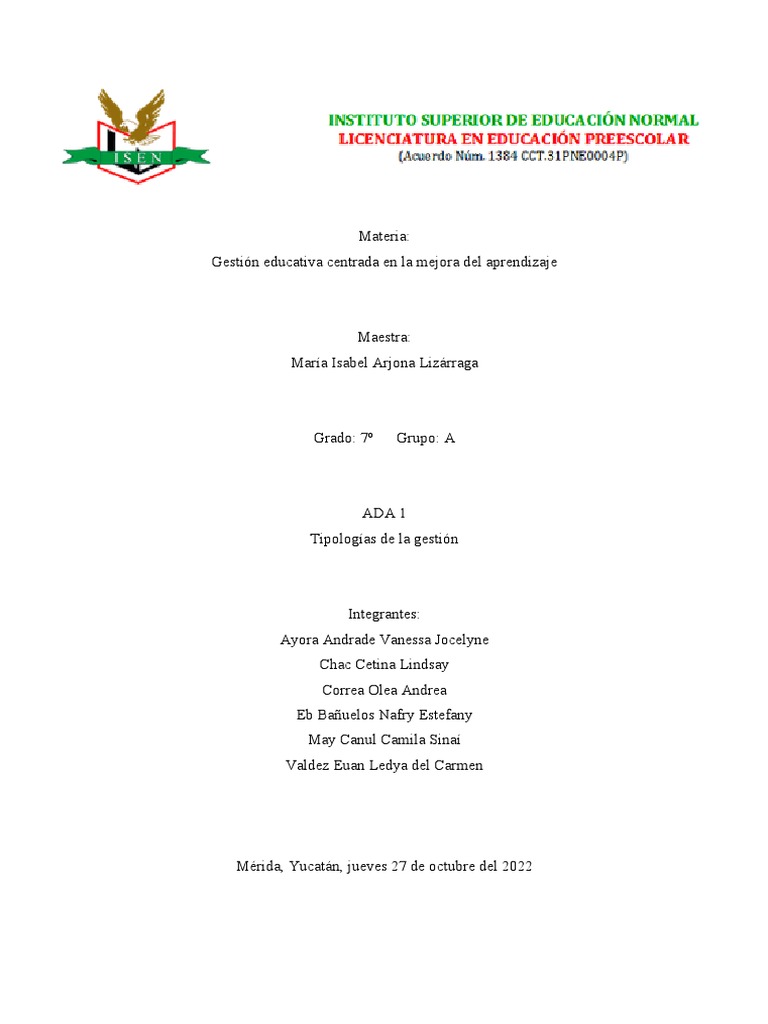 Gestión Educativa en ISEN: Mejora del Aprendizaje | PDF | Maestros ...