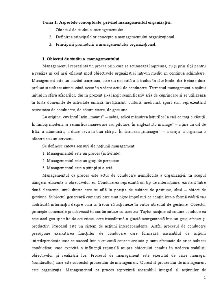Managementul Organizational | PDF
