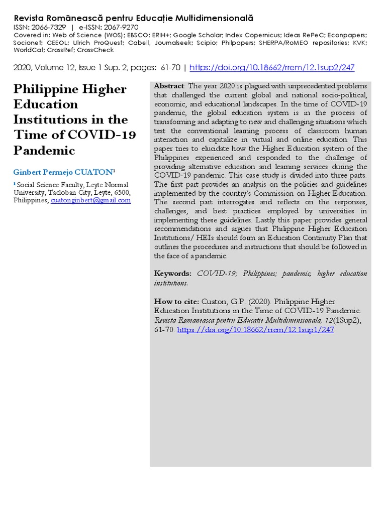 Philippines Higher Education Institution | PDF | Health Sciences