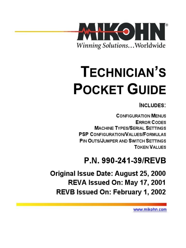 Mikohn Pocket Guide 99024139 REVB PDF Copyright Legal Liability