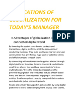 Implications of Globalization For Today'S Manager: Advantages of Globalization in A Highly Connected Digital World