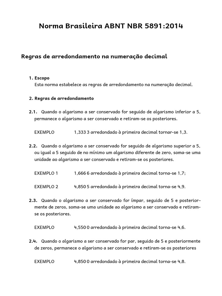 Regras de Arredondamento ABNT NBR 5891 | PDF