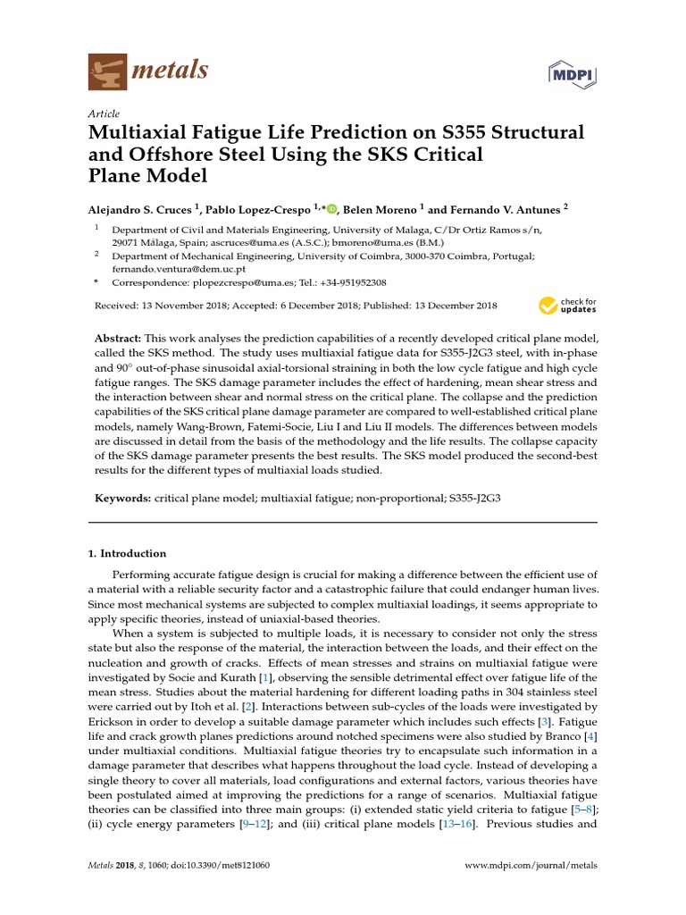 Multiaxial Fatigue Life Prediction On S355 Structu | PDF | Fatigue ...