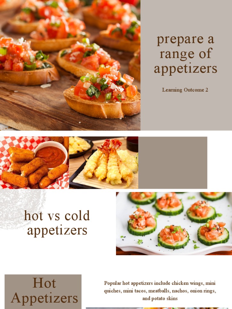 Prepare A Range of Appetizers PDF Hors D'oeuvre Food And Drink