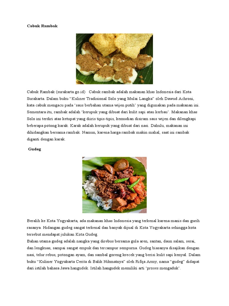 Makanan Khas Cabuk Rambak Surakarta | PDF
