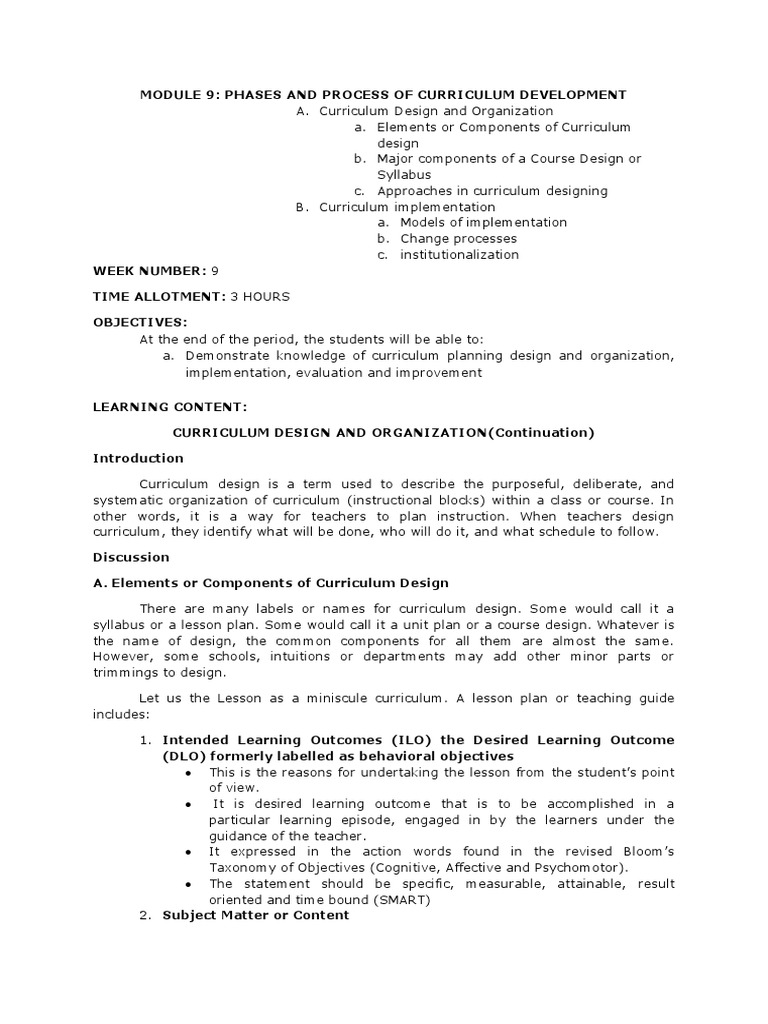 EDUC 109 - Week 9 - The Teacher and The School Curriculum | PDF ...