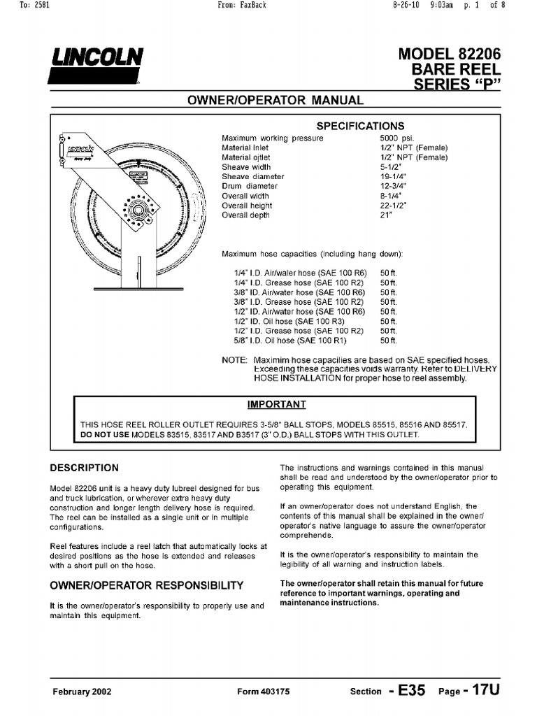 Lincoln 82206 Reel Breakdown | PDF