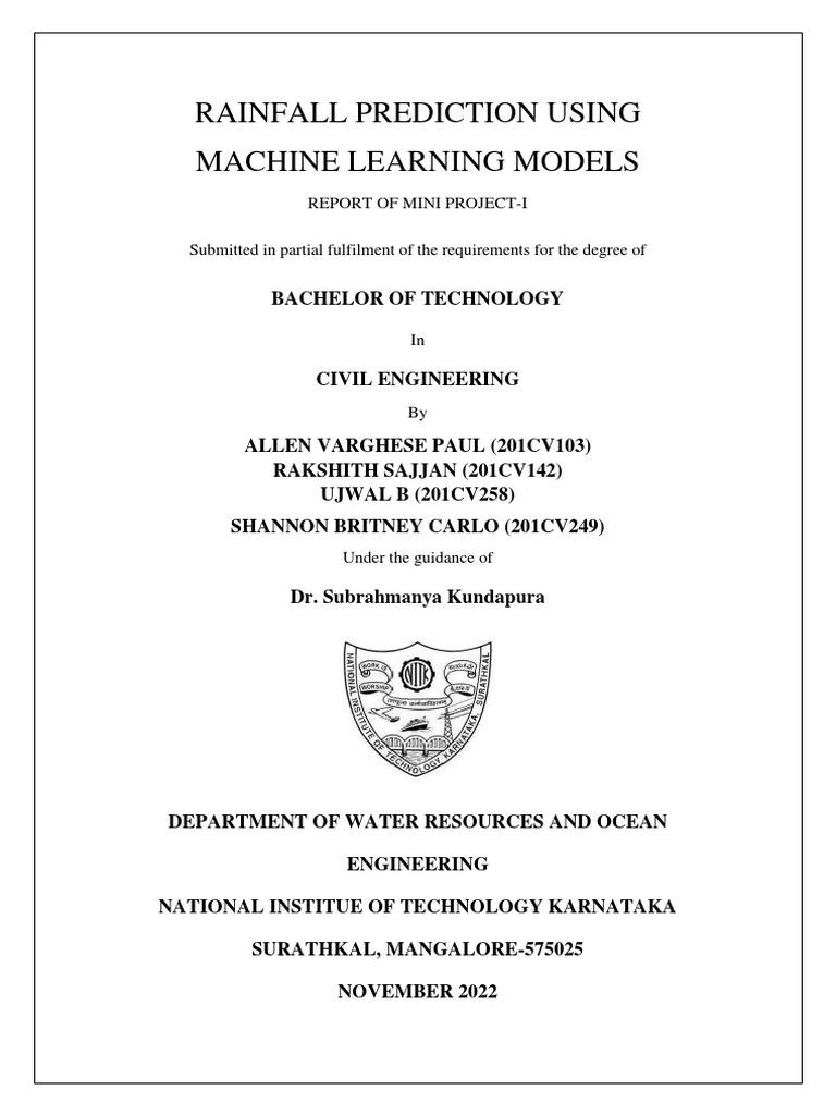 Rainfall Prediction Using ML Models | PDF | Machine Learning ...