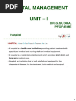 Hospital Management Unit - I: Dr.G.Sudha, Pfof/Bme