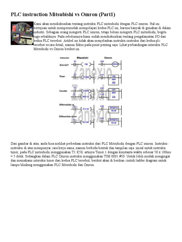 PLC Instruction Mitsubishi Vs Omron | PDF