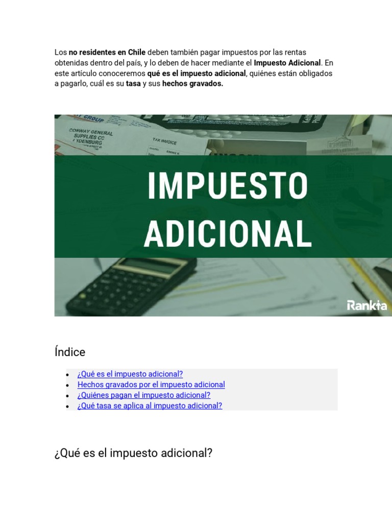 Impuesto Adicional | PDF | Impuestos | Impuesto sobre la renta