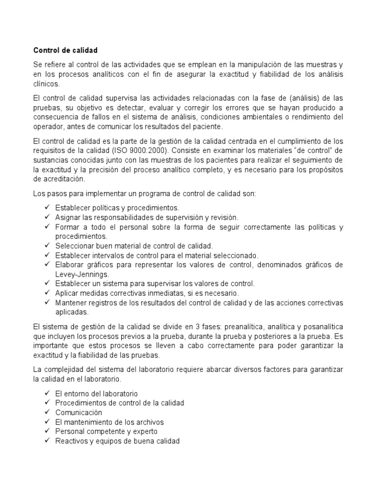 Control de Calidad y Mejora Continua | PDF | Calidad (comercial ...
