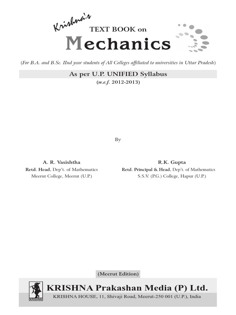 Krishna's Mechanics PDF Center Of Mass Force