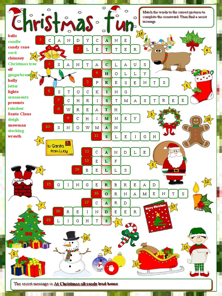 Christmas Fun Crossword Crosswords Fun Activities Games Warmers Coolers